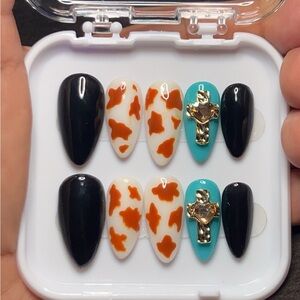 Black and Brown Cow Print Press-On Nails
